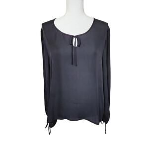 Rena Rowan VTG 100% Silk Top Size 14 Black Sheer Whimsigoth Feminine